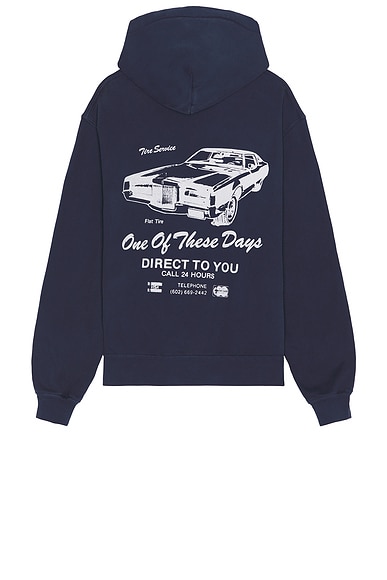 ONE OF THESE DAYS Tire Service Hoody in Washed Navy