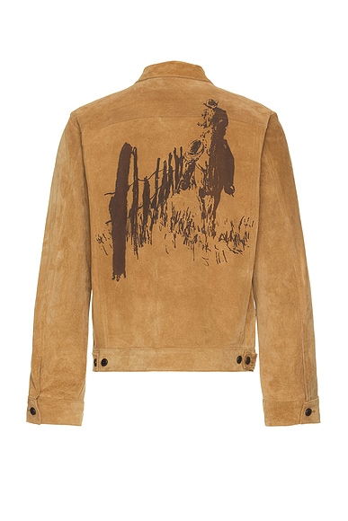 ONE OF THESE DAYS Along The Fence Trucker Jacket in Tobacco Suede