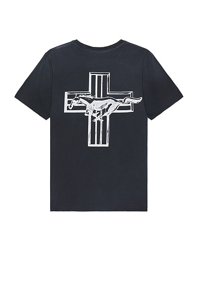 ONE OF THESE DAYS Mustang Cross Tee in Washed Black