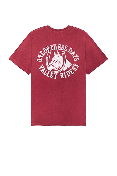 ONE OF THESE DAYS Valley Riders Tee in Burgundy