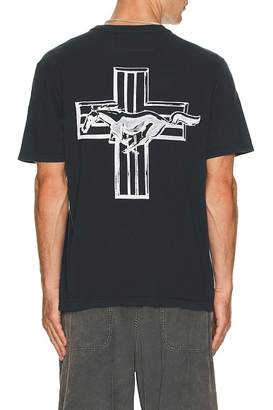 ONE OF THESE DAYS Mustang Cross Tee in Hard Washed Black