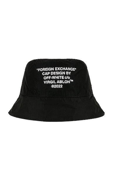 OFF WHITE Foreign Exchange Bucket Hat in Black White FWRD