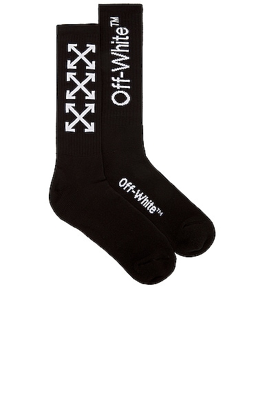 Off-white Arrow Mid Length Socks In Black & White