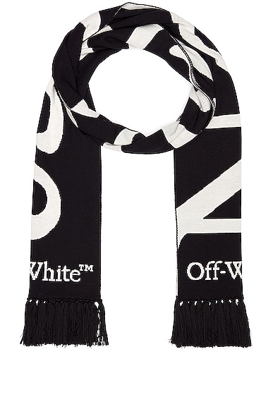 Off-white No Offence Reversible Knit Scarf In Black