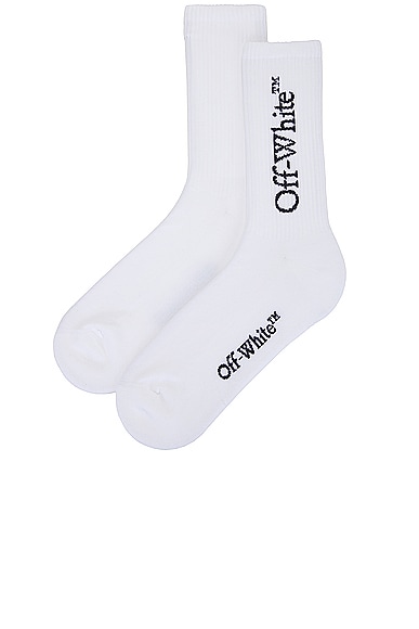 Shop Off-white Mid Bookish Calf Socks In White & Black