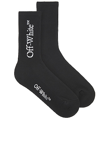 OFF-WHITE Mid Bookish Calf Socks in Black & White