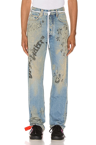 OFF-WHITE Wizard Relaxed Fit Jeans in Extreme Bleach | FWRD