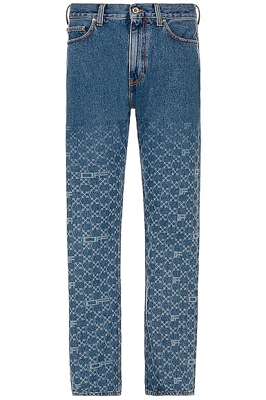 OFF-WHITE Monogram Skate Fit Jeans in Blue