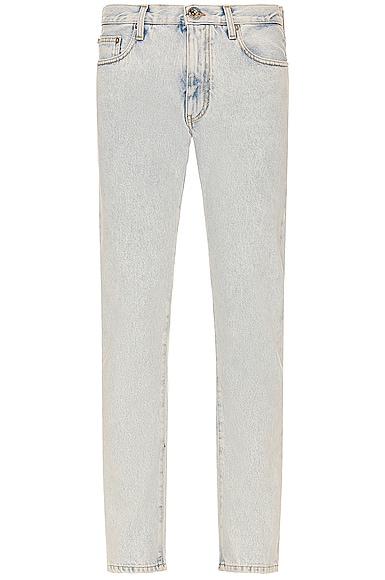 OFF-WHITE Diag Tab Narrow Slim Jeans in Bleach Blue | FWRD
 