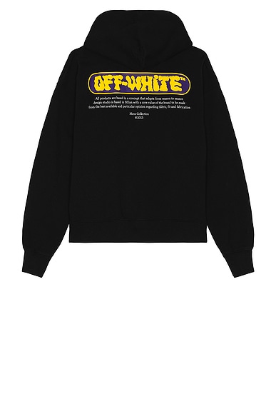 OFF-WHITE Puffy Logo Skate Hoodie in Black & Citrus