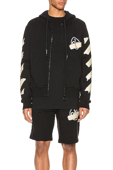 Off white deals tape zip hoodie