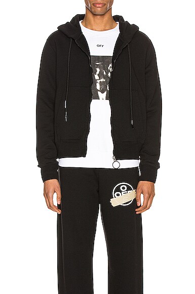 OFF-WHITE WAVY LINE LOGO SLIM ZIP HOODIE,OFFF-MK30