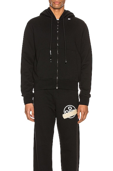 OFF-WHITE WAVY LINE LOGO SLIM ZIP HOODIE,OFFF-MK30