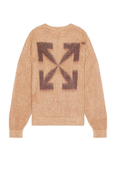Off-white Arrow Mohair Skate Knit Crewneck Sweater In Brown