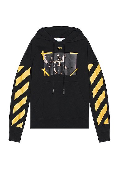 OFF WHITE Diagonal Arrow Hoodie in Black White FWRD
