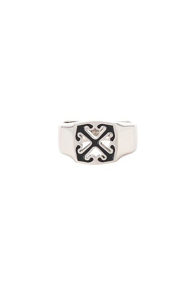 OFF-WHITE Enamel Arrow Ring in Silver