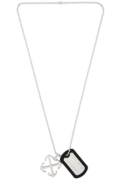 ♦Off-White♦シルバー アロー Ziptie ネックレス OFF-WHITE Zip Tie & Arrow Necklace in Silver & Black | FWRD