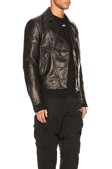OFF-WHITE LEATHER BIKER JACKET,OFFF-MO120