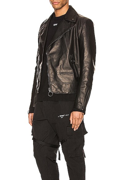 OFF-WHITE LEATHER BIKER JACKET,OFFF-MO120