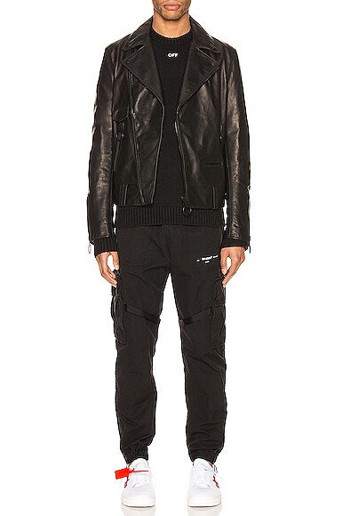 OFF-WHITE LEATHER BIKER JACKET,OFFF-MO120