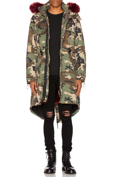 Camouflage Parka With Faux Fur