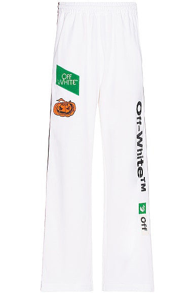 Off-white Logo-embroidered Track Pants In White & Black