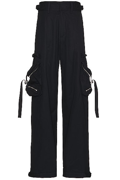 OFF-WHITE Zip Cotton Cargo Pant in Black