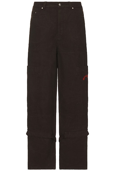 OFF-WHITE Overdyed Carpenter Pant in Chocolate & Red