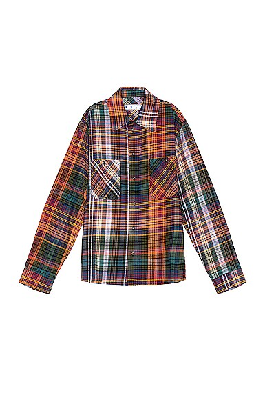 off white stencil flannel