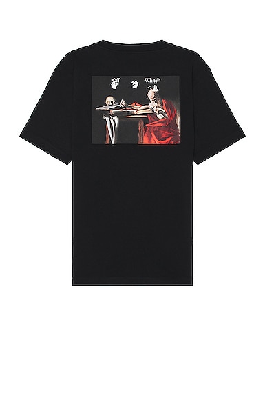 Off-white Caravag Paint Slim S/s Tee In Black & White