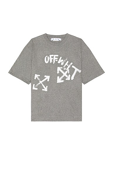 OFF-WHITE PAINT SCRIPT OVER SKATE Tシャツ - Melange Grey | FWRD