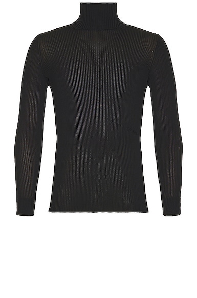Off-white Helvet Fine Knit Turtleneck In Black