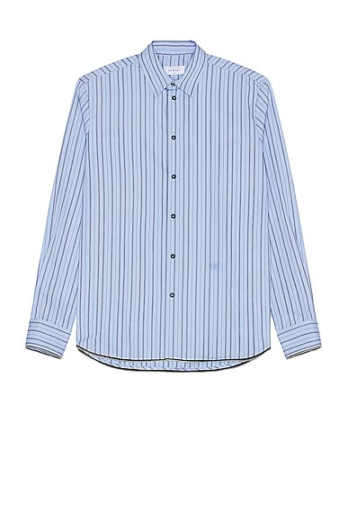 OFF-WHITE Poplin Zip Round Shirt in Placid Blue