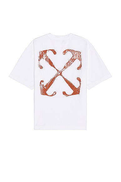 OFF-WHITE Scratch Arrow Skate Short Sleeve Tee in White