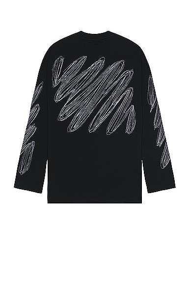 OFF-WHITE Scribble Diag Wide Long Sleeve T-shirt in Black & White