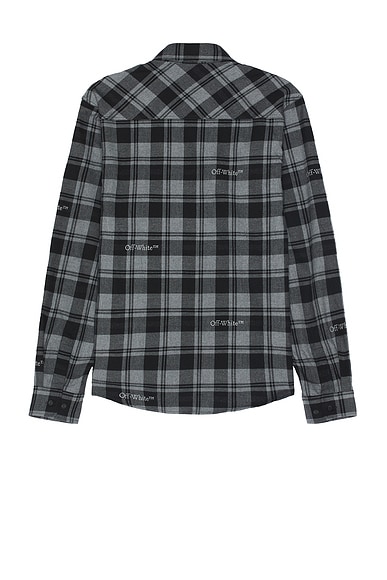Off-white Plaid Pattern Button-down Collar Shirt In Dark Grey & Black