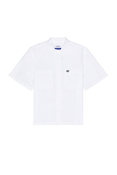 OFF-WHITE Emb Summer Heavycot Shirt in White & Black