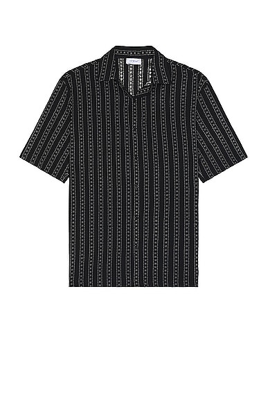 OFF-WHITE Stripes Bowling Shirt in Black & Ivory