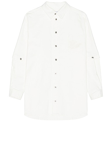 Shop Off-white 90's Logo Denim Overshirt In White