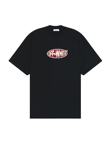 OFF-WHITE Crystal Round Logo Over T-shirt in Black & White
