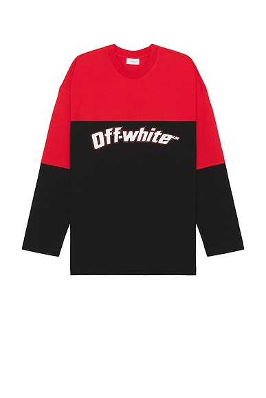 OFF-WHITE Half Arrow Wide Longsleeve Tee in Black & White