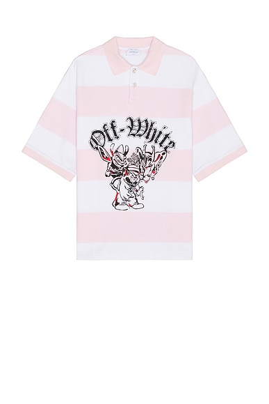 OFF-WHITE Bicolor Gang Short Sleeve Polo in White