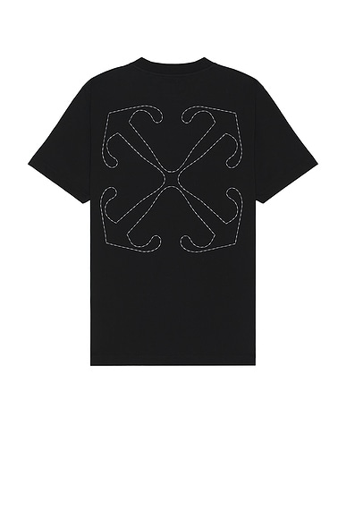 OFF-WHITE Stitch Arrow Slim Short Sleeve Tee in Black & White