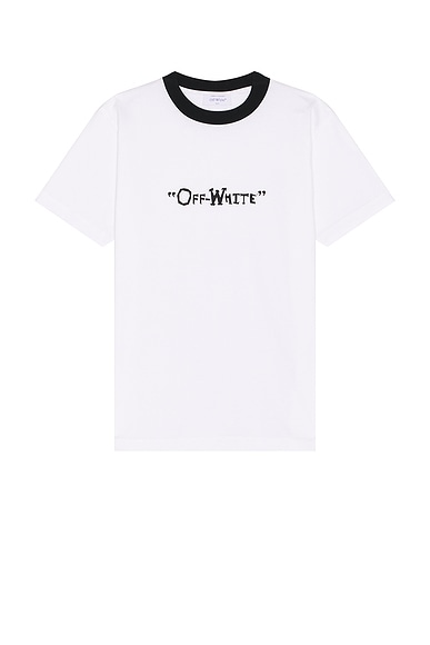 OFF-WHITE Off Quote Slim Short Sleeve Tee in White & Black