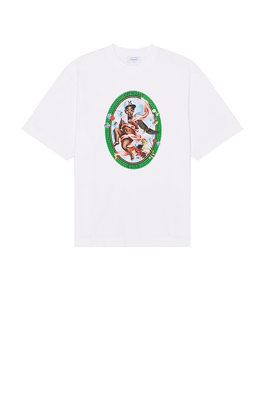 OFF-WHITE Fresco Oval Skate Short Sleeve Tee in White & Black