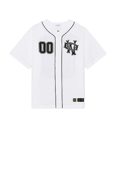 OFF-WHITE 00 Baseball Shirt in White & Black