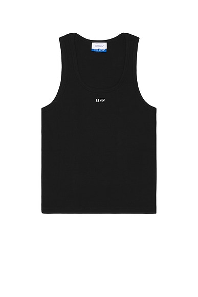 OFF-WHITE Off Stamp Rib Tank in Black