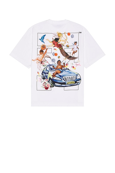 OFF-WHITE Fresco Arrow Skate Short Sleeve Tee in White & Black