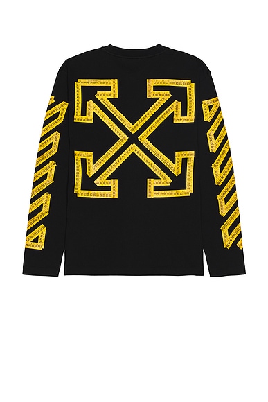 OFF-WHITE Tape Arrow Skate Long Sleeve Tee in Black & Citrus