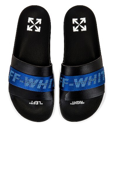 OFF WHITE Industrial Belt Slide Sandal in Black Blue FWRD